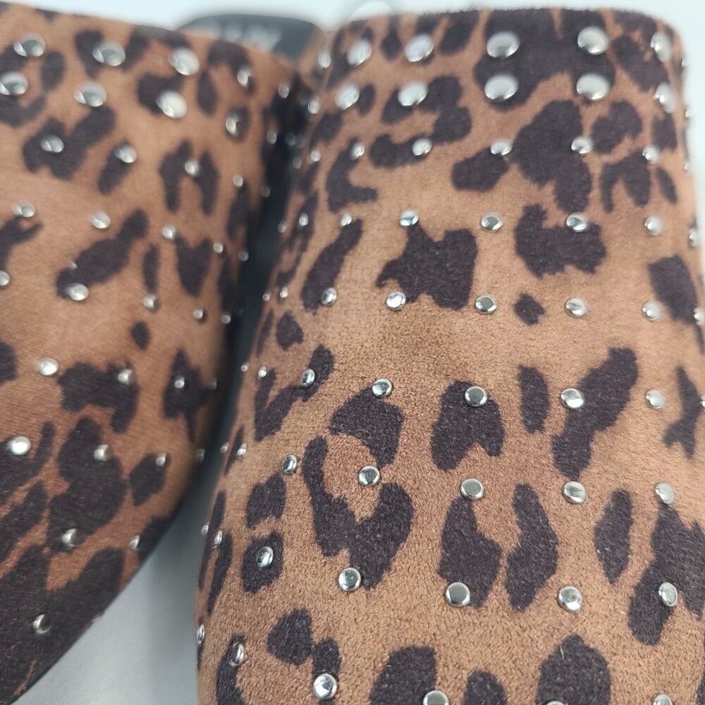 NEW Madden NYC Womens Leopard Print Studded Slide-On Mule Shoes Size 9 - Picture 4 of 7
